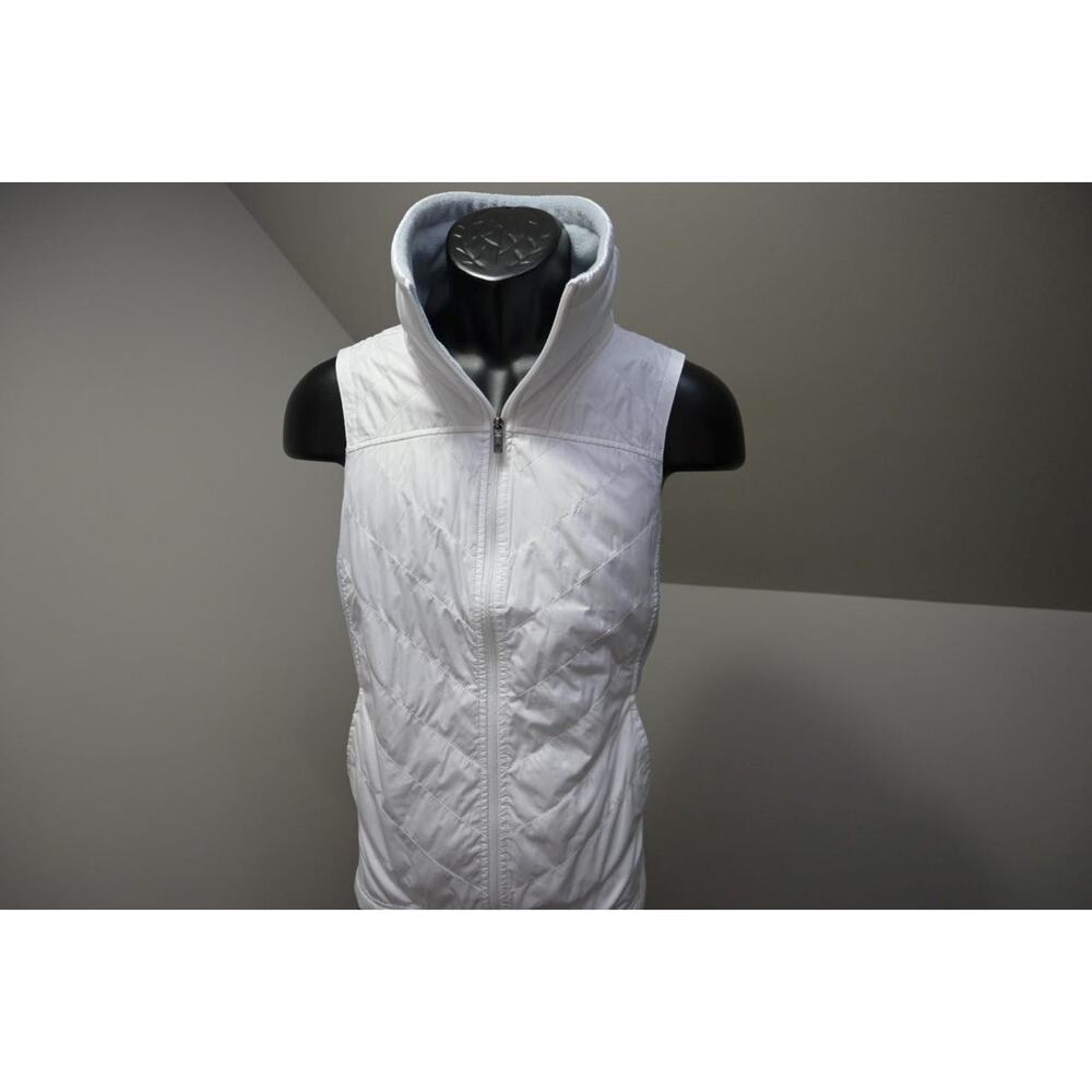 Columbia Puffer Vest White Full Zip Camp Jacket Hiking Womens Size Medium‎